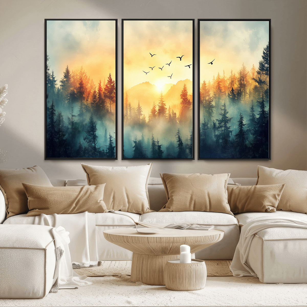 Abstract Forest Wall Art Print- Serene Nature Canvas Print