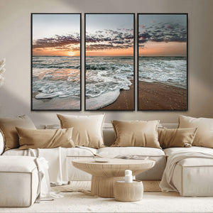 Ocean Sunset Wall Art Canvas Print – Framed Beach Waves