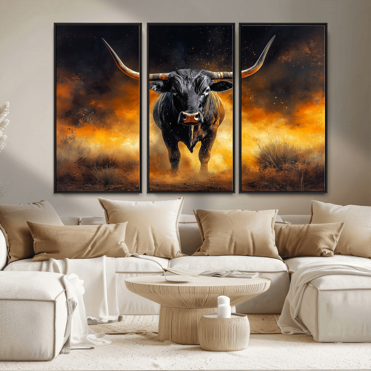Longhorn Canvas Wall Art Canvas Print – Framed Bold Bull