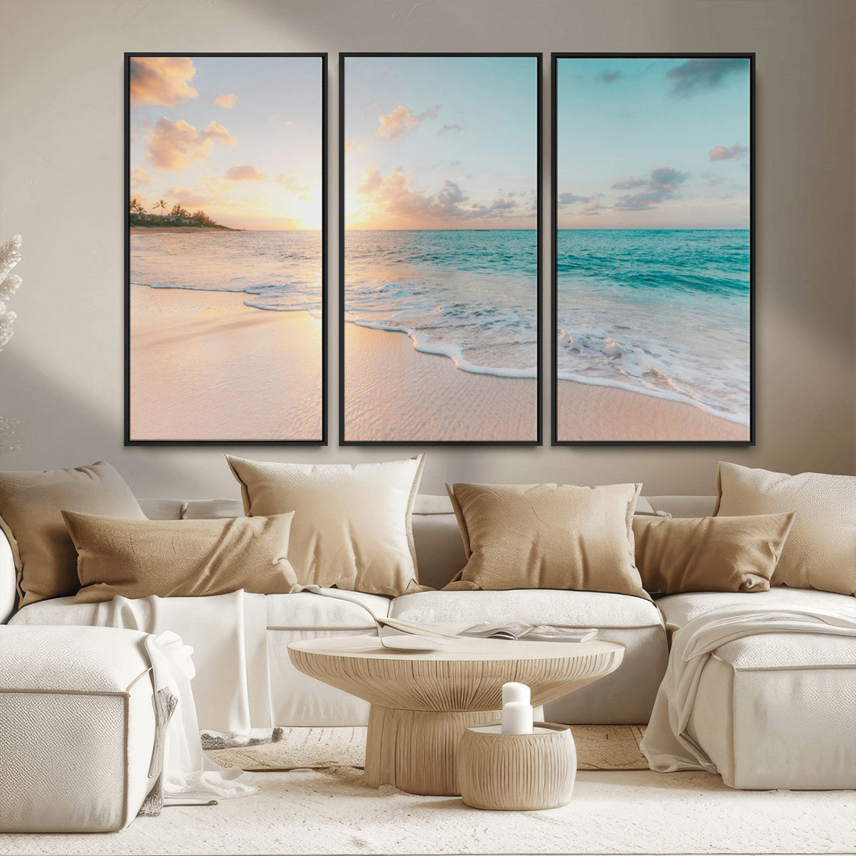 Beach Sunset Wall Art Canvas Print – Framed Ocean Waves