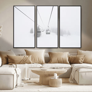 Ski Lift Wall Art Canvas Print – Snowy Alpine Landscape