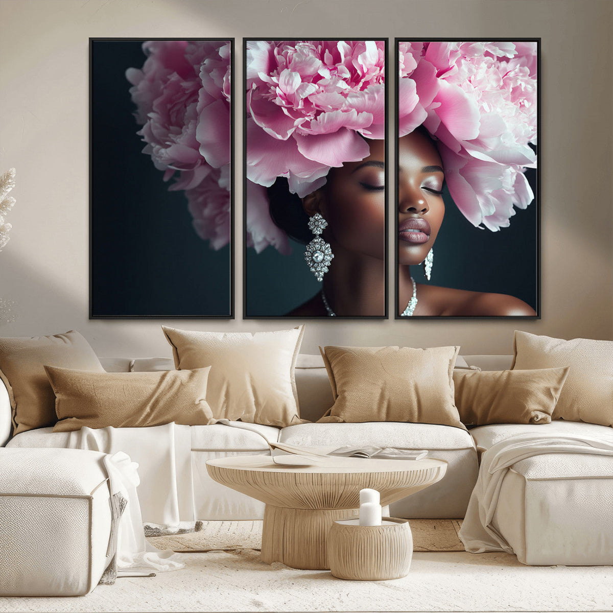 Black Beauty Petal Crown Wall Art Canvas Print – Floral