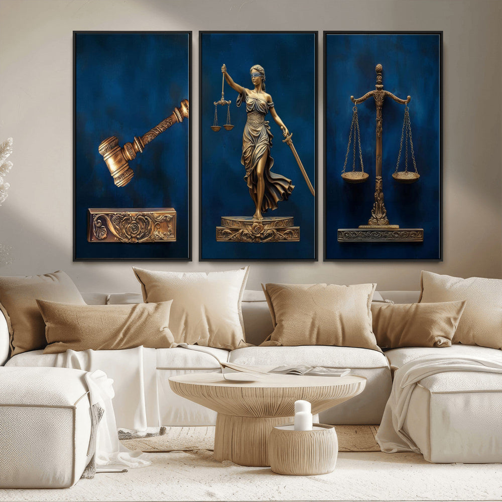 Lady Justice Wall Art Canvas Print – Elegant Gold Legal