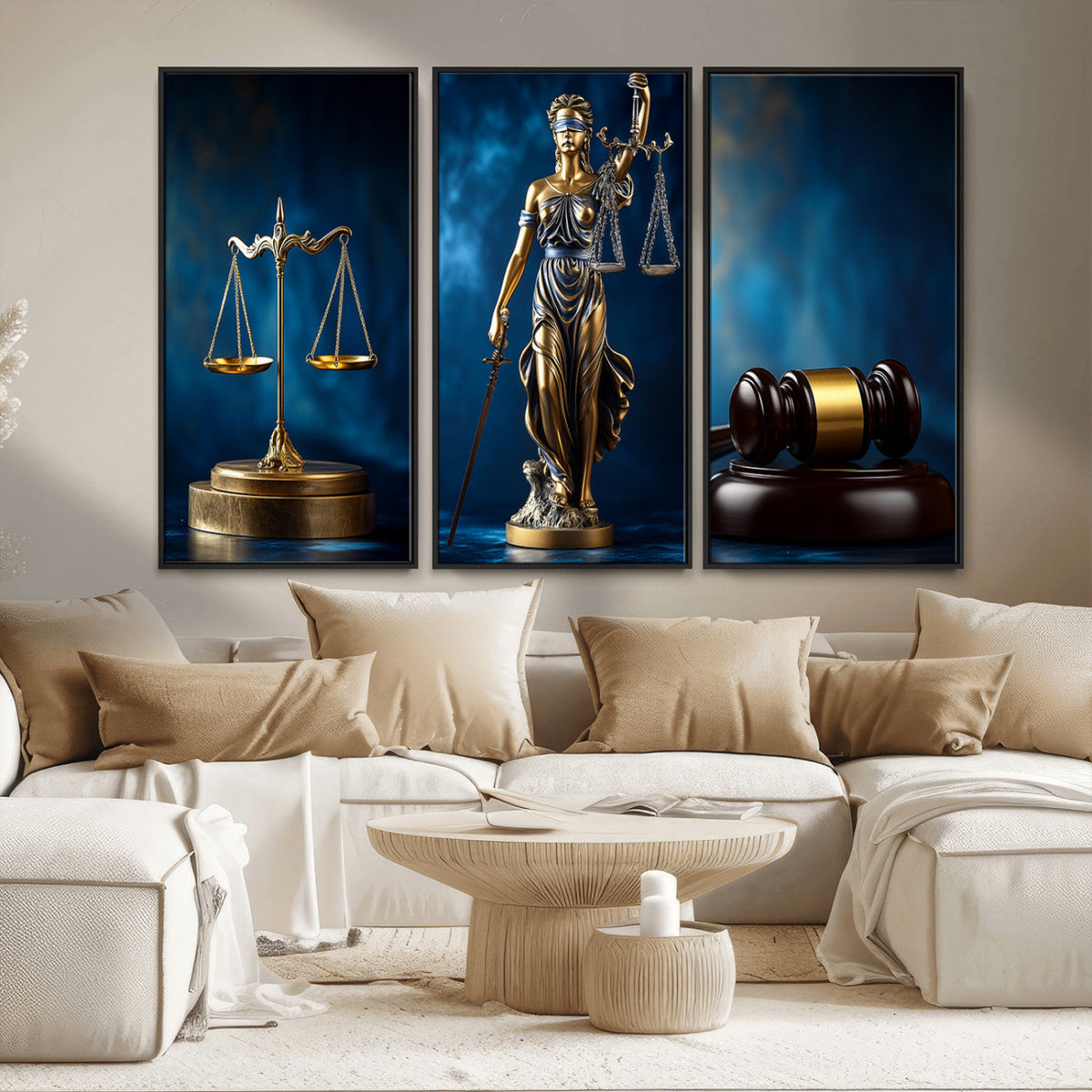 Lady Justice Wall Art Canvas Print – Elegant Gold Legal
