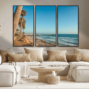 Scenic Beach Wall Art Canvas Print – Tall Palm Trees, Sandy