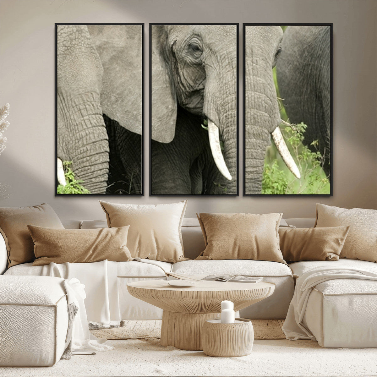 Wild Elephant Wall Art Canvas Print