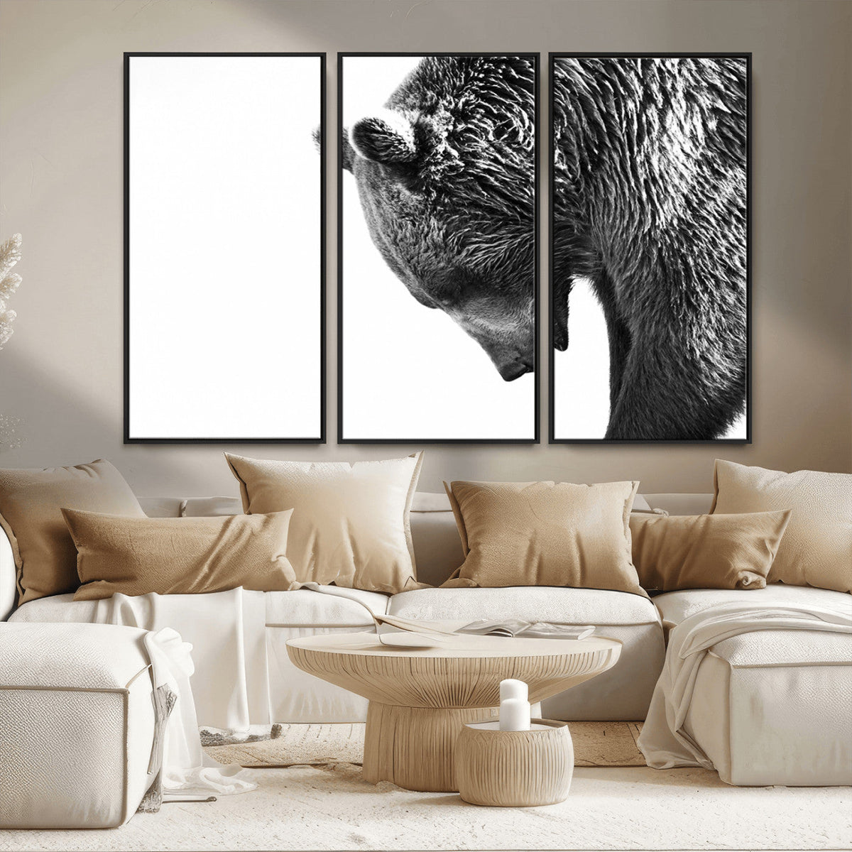 Black and White Grizzly 399 Bear Canvas Print Wall Art |