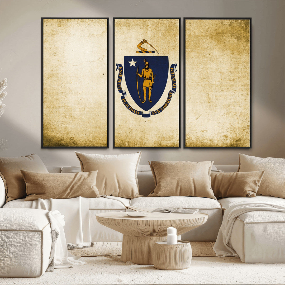 Massachusetts Flag Wall Art Canvas Print
