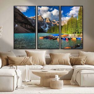 Moraine Lake 3-Panel Wall Art, Majestic Mountain and Lake