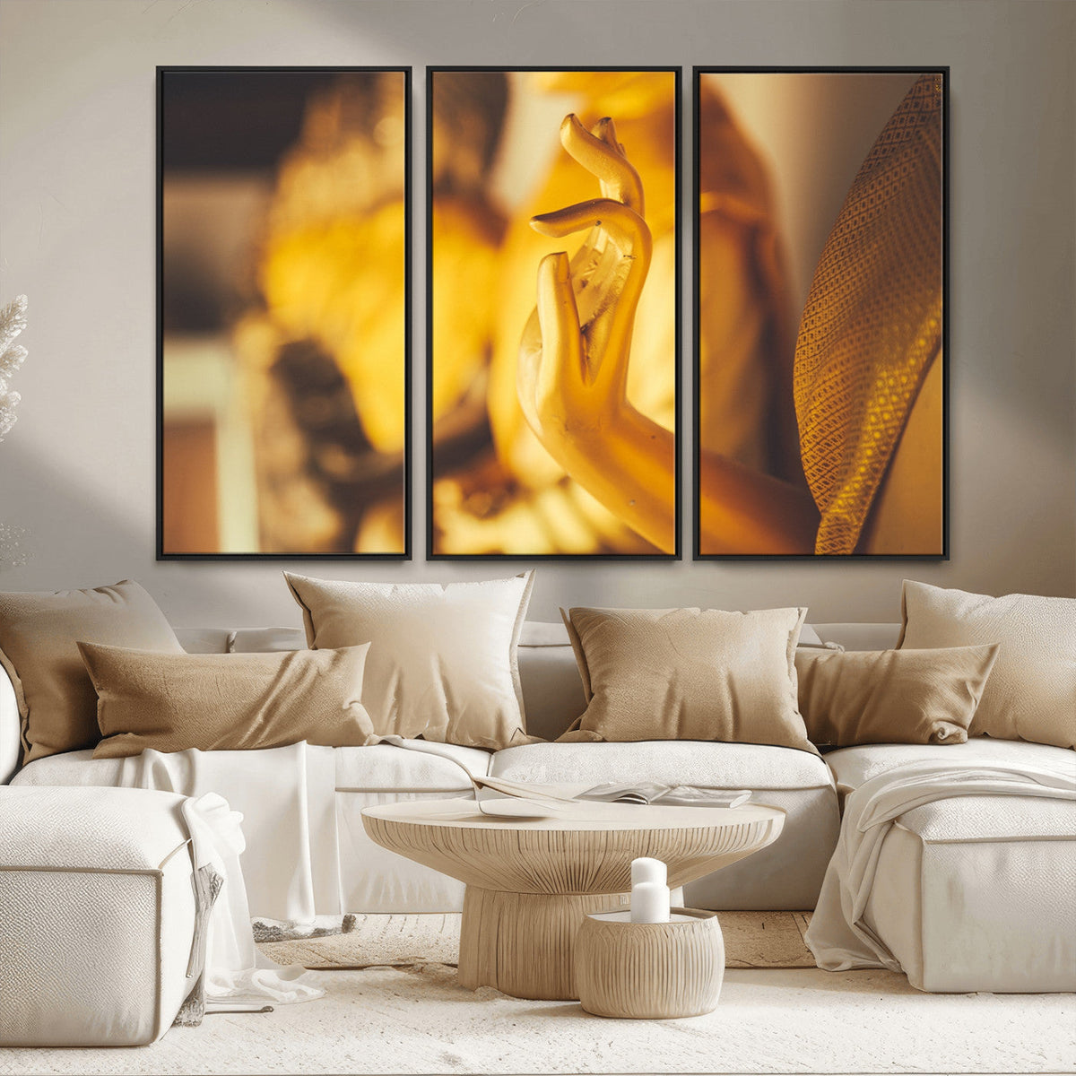 Gold Buddha Statue Hands Wall Art Canvas Print