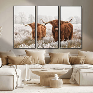 Longhorn Cattle Wall Art Canvas Print, Framed Farmhouse