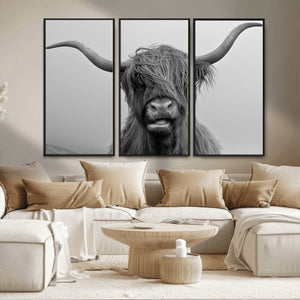 Texas Cow Wall Art Canvas, Texas Longhorn Cattle Canvas