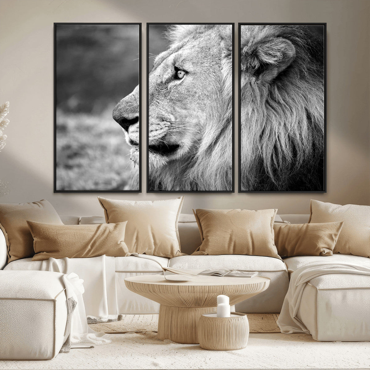 African Lion Wall Art Canvas Print – Majestic Wildlife