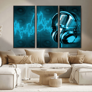 Music and Microphone Wall Art Canvas Print