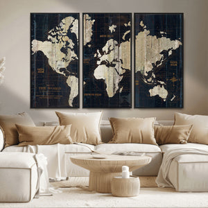 Antique Old World Map Wall Art Canvas Print