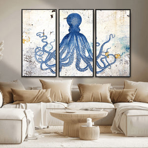 Octopus Canvas Wall Art | Coastal Marine Life Artwork for