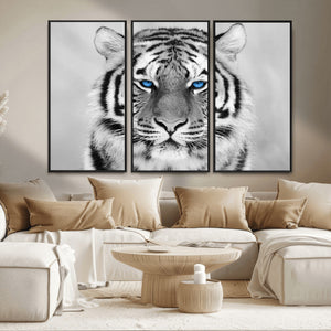 Black and White Tiger Wall Art Animal Canvas Print