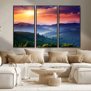 Mountain and Sunset Wall Art Canvas Print