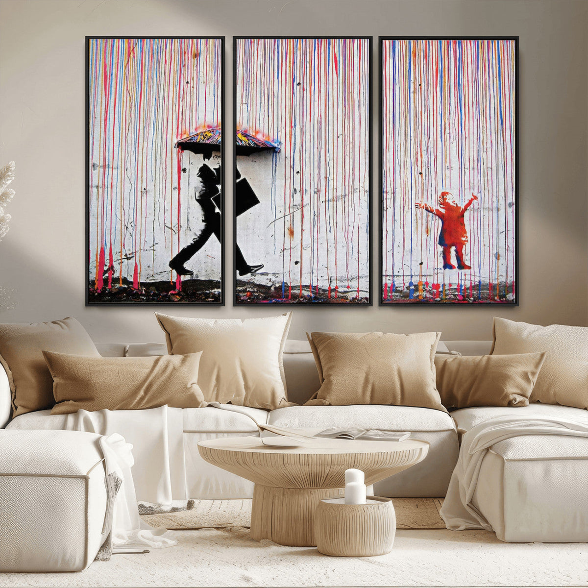 Banksy Wall Art Canvas Print, Framed Graffiti Art Picture