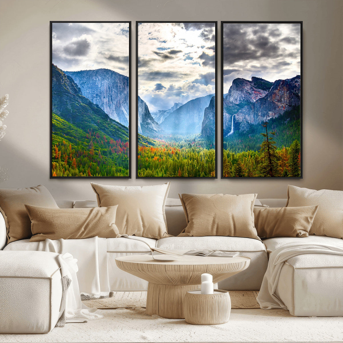 Yosemite Park Half Dome 3 Panel Canvas Print | Large Giclée