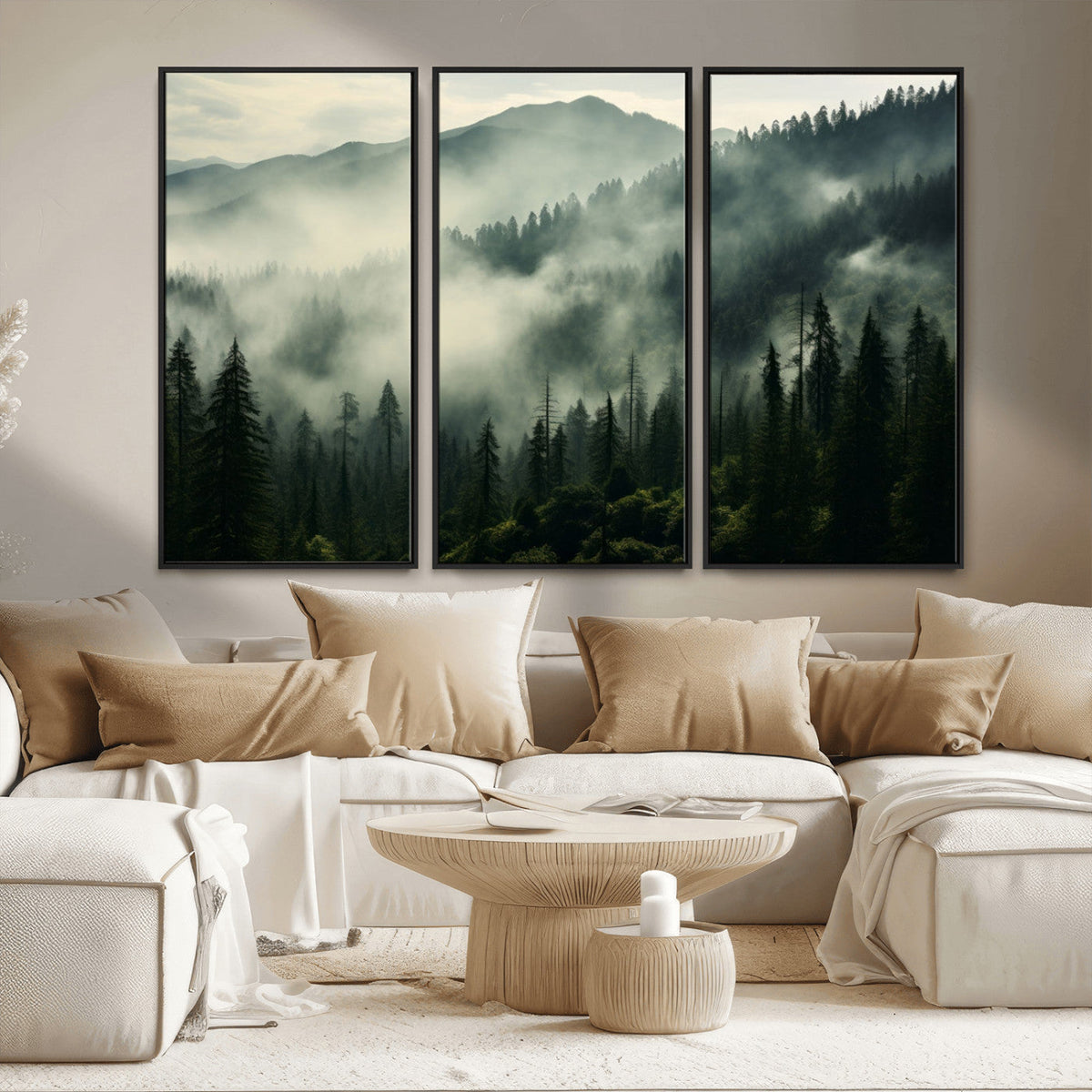 Captivating Misty Forest Wall Art Premium Canvas Print a