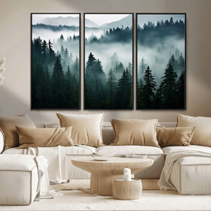 Captivating Misty Forest Wall Art Canvas, Premium Canvas