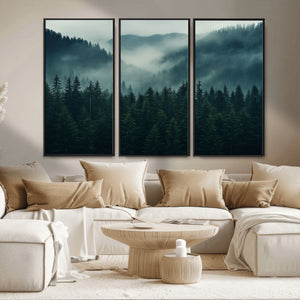 Captivating Misty Forest Wall Art Premium Canvas Print,