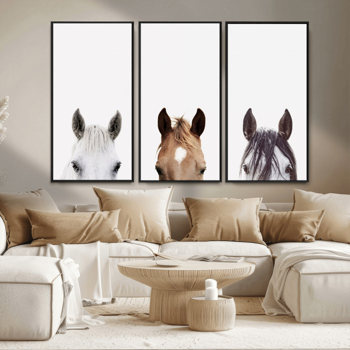 Horse Prints Set, Set of 3 Horse Wall Art, Horses Portraits,