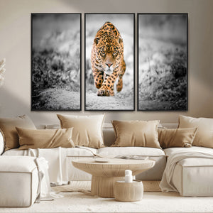 Jaguar Wall Art Canvas Print - Majestic Big Cat in Focused