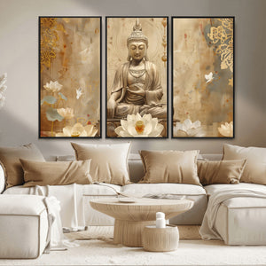 Buddha Wall Art Canvas Print, Buddha Meditation Room Decor,