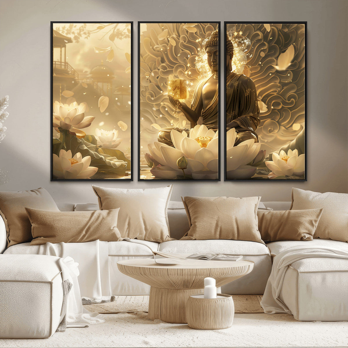 Golden Buddha Wall Art | Yoga Room Decor and Meditation Room