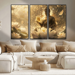 Golden Buddha Wall Art | Yoga Room Decor and Meditation Room