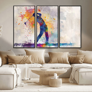 Watercolor Golf Swing Wall Art Canvas Print | Vibrant