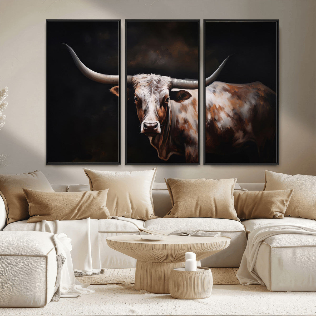 Texas Longhorn Wall Art Canvas Print | Western Ranch Decor |