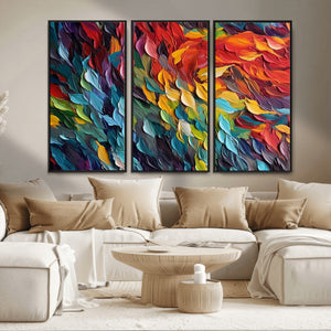 Vibrant Abstract Leaf Wall Art Canvas Print | Bold Colorful