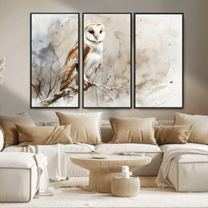 Barn Owl Wall Art | Watercolor Canvas Print | Perfect for