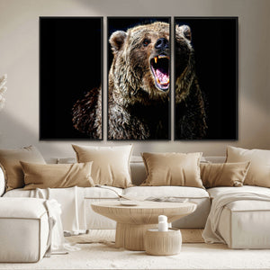 Grizzly Bear Canvas Print | Wildlife Wall Art for Cabin