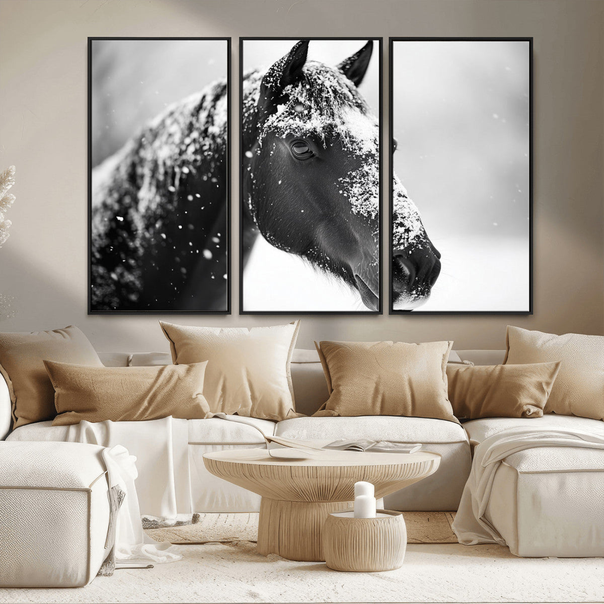 Horse Canvas Print - Winter Horse Snow Wall Art Canvas Print