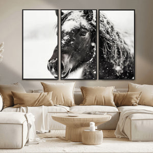 Framed Black and White Horse Wall Art | Ready to Hang and