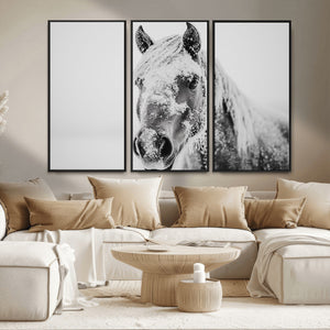 White Horse Wall Art | Ready to Hang and Framed | Winter