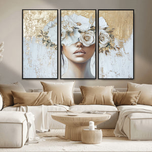 Golden Petal Wall Art - Canvas Print Flower Head Woman