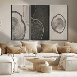 Minimalist Tree Rings Wall Art | Modern Abstract Canvas