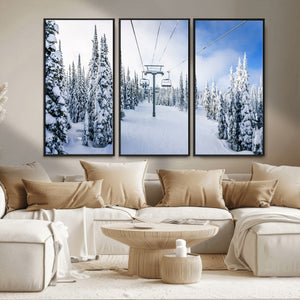 Winter Ski Lift Wall Art Print - Landscape Wall Art | Snowy