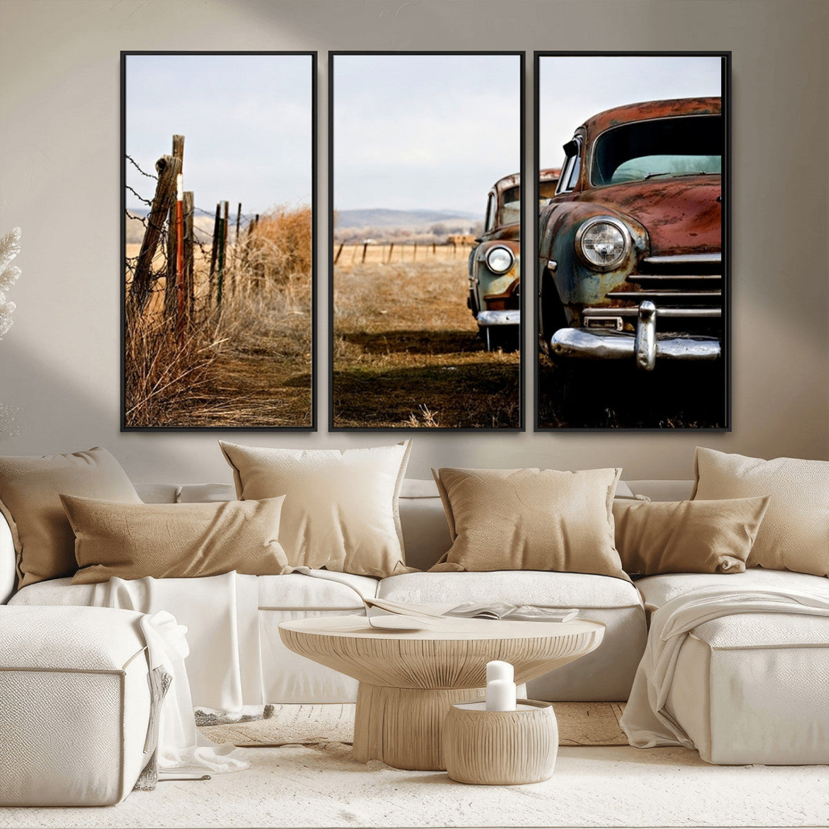 Old Rustic Classic Car Wall Art Canvas Print