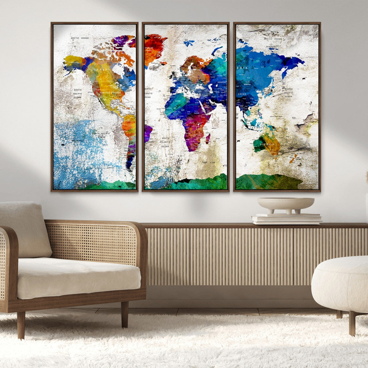 World Map Canvas Print – Framed Travel Map Wall Art for