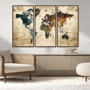 World Map Canvas Print – Detailed Map of the World Wall Art
