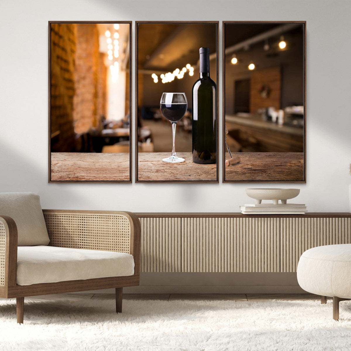 Wine and Bottle Wall Art Canvas Print
