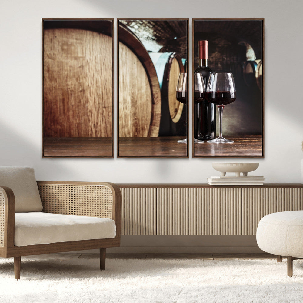 Wine and Barrel Wall Art Canvas Print