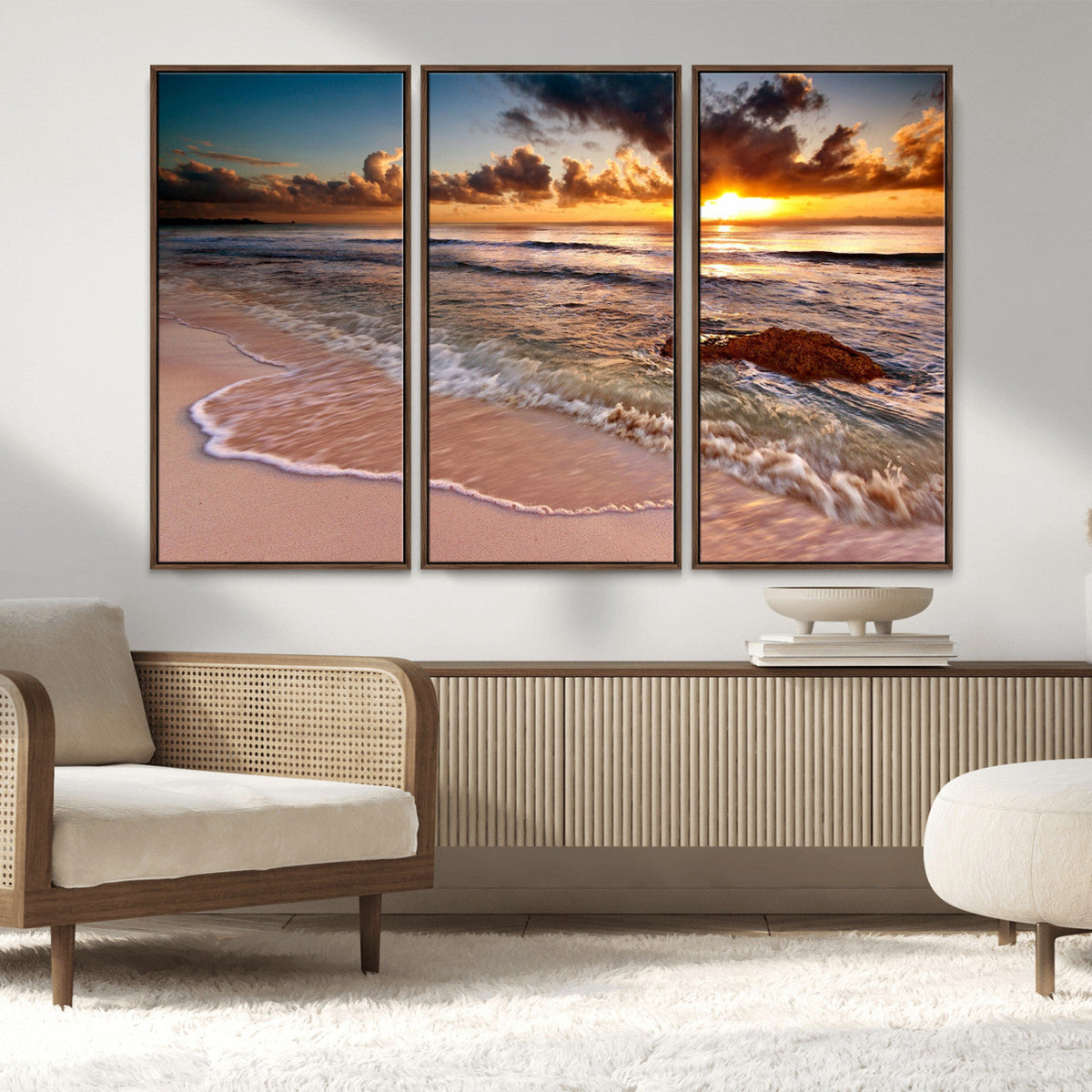 Sunset on Ocean Wall Art Canvas Print