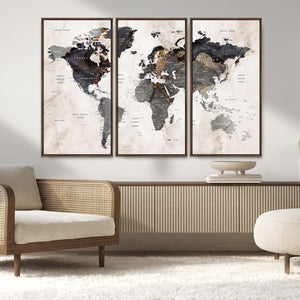 Abstract Map Printing - Modern World Map Canvas Wall Art for